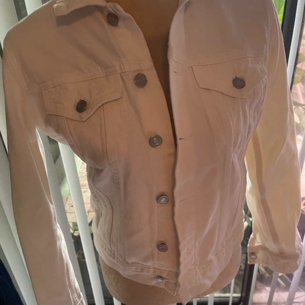 Lucky Brand White Denim Jacket with Button Front
